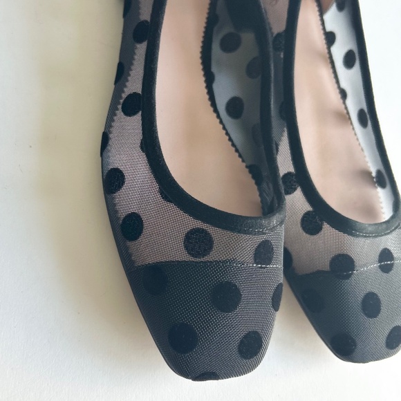 J. Crew Black Suede Textile Polka Dot Square Toe Flats size 7 - Picture 6 of 13